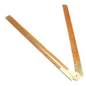 Old Rare Wooden Folding Rule with Brass Slide Rule - 24" (Boxwood) - OldTools.co.uk