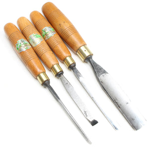 4x Old Henry Taylor Carving Tools Set (Beech) - OldTools.co.uk