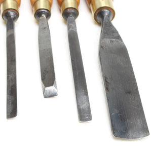 4x Old Henry Taylor Carving Tools Set (Beech) - OldTools.co.uk