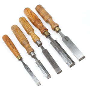5x Old I&H Sorby Firmer Chisels (Ash, Boxwood)