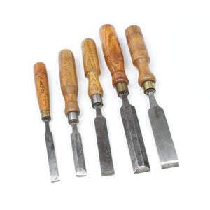 5x Old I&H Sorby Firmer Chisels (Ash, Boxwood)