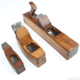 Old Wooden Jack Plane and 2x Wooden Smoother Planes (Beech) - OldTools.co.uk