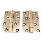 2x Steel Washered Thick Brass Hinges - 4" - OldTools.co.uk