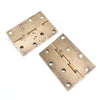 2x Steel Washered Thick Brass Hinges - 4" - OldTools.co.uk