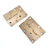 2x Steel Washered Thick Brass Hinges - 4" - OldTools.co.uk