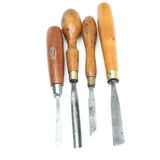 4x Old Small Wood Carving Tools (Boxwood, Mahogany) - OldTools.co.uk