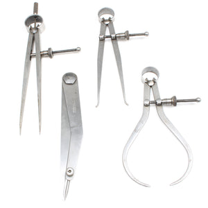 5x Old Moore & Wright Calipers, Dividers, Depth Gauge - OldTools.co.uk