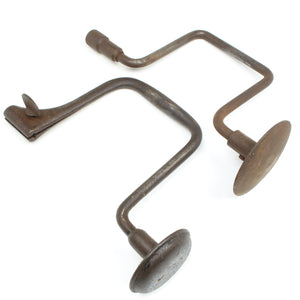 2x Old Drill Braces (As Found) - OldTools.co.uk