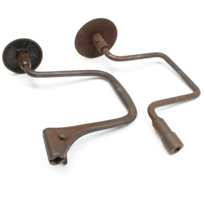 2x Old Drill Braces (As Found) - OldTools.co.uk