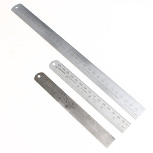 3x Rabone Chesterman, Moore & Wright Steel Rules - 6" & 12" - OldTools.co.uk