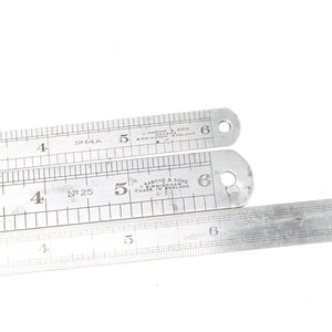 3x J Rabone Steel Rules - 6" & 12" - OldTools.co.uk