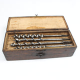 Old 3-Tier Wooden Boxed Twist Auger Drill Bits (Beech) - OldTools.co.uk