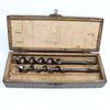 Old 3-Tier Wooden Boxed Twist Auger Drill Bits (Beech) - OldTools.co.uk