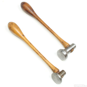 2x Old Repousse Metal-Worker / Book-Binders Hammers (Beech)