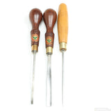 3x Old Marples and Henry Taylor Carving Tools - Gouge, Spoon (Beech, Mahogany) - OldTools.co.uk