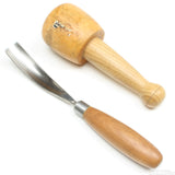 Old Curved Wood-Carving Tool + Sorby Carvers Mallet (Beech) - OldTools.co.uk