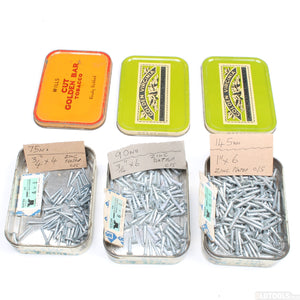 11x Boxes Of Nettlefold Bright Zinc Slotted Screws (CSK) - Sizes 4, 6, 7, 8