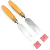 2x Old Marples Bevel Edge Chisels - 1 1/4", 1 1/2" (Boxwood) - OldTools.co.uk