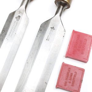 2x Old Marples Bevel Edge Chisels - 1 1/4", 1 1/2" (Boxwood) - OldTools.co.uk