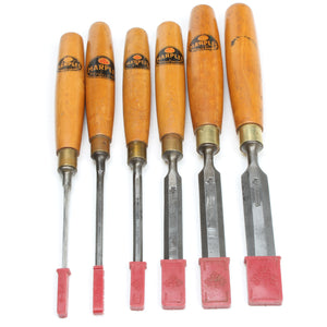 6x Old Marples Bevel Edge Chisels Set (Boxwood) - OldTools.co.uk