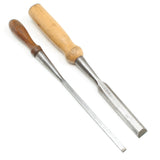 2x Old Socket Paring Chisels – 7mm, 19mm (Ash, Beech) - OldTools.co.uk