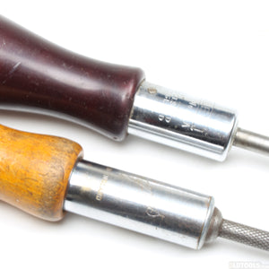 2x Old Wooden Handled Ratchet Screwdrivers (Beech)