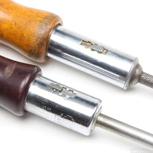 2x Old Wooden Handled Ratchet Screwdrivers (Beech)