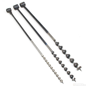 3x Old Eyed Long Auger Drills - 1/2", 3/4", 1"