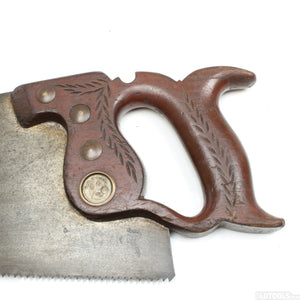 Old Decorative Wooden Handled Hand Saw - 26" - 7tpi (Mahogany)