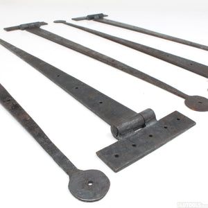 6x Old Long Iron Hinges - 18" - OldTools.co.uk