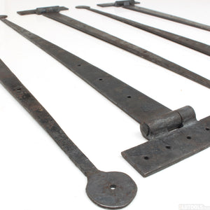 6x Old Long Iron Hinges - 18" - OldTools.co.uk