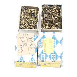 Nettlefold Brass Slotted Screws (CSK) - 2 x 3/8", 2 x 1/2"