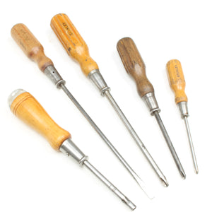 4x Old Stanley Screwdrivers + Multi-Screwdriver (Beech)
