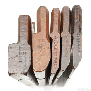 9x Old Early Madox Wooden Hollow & Round Planes C. 1748-1775 (Beech) - OldTools.co.uk
