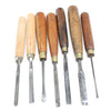 7x Old Small Wood Carving Tools (Ash, Beech) - OldTools.co.uk