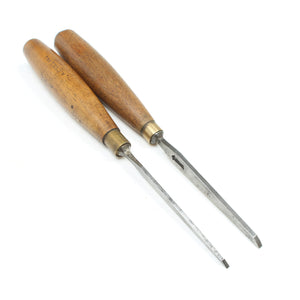 2x Old Marples Woodwork Chisels - 2mm, 3mm (Beech)