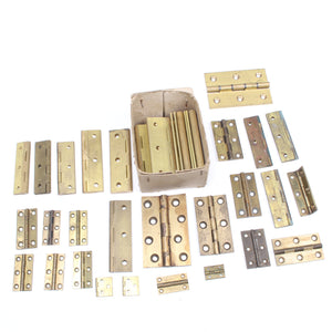 Old Tin Containing Many Old Brass Hinges