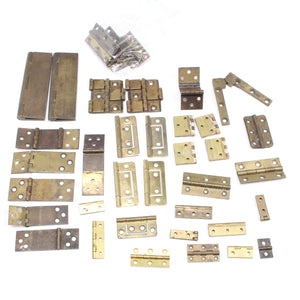 Old Tin Containing Many Old Brass Hinges