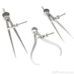 SOLD - 3x Old Starrett Spring Dividers 5’’ - 7’’ (USA) measuring tools