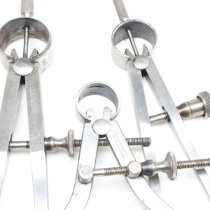 SOLD - 3x Old Starrett Spring Dividers 5’’ - 7’’ (USA) measuring tools