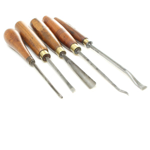 5x Old Wood Carving Tools (Beech)