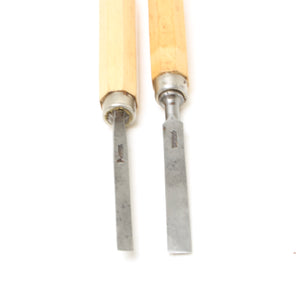 2x Old Small Bevel Edge Chisels (Beech)