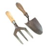 Old Small Garden Hand Fork and Trowel (Beech)