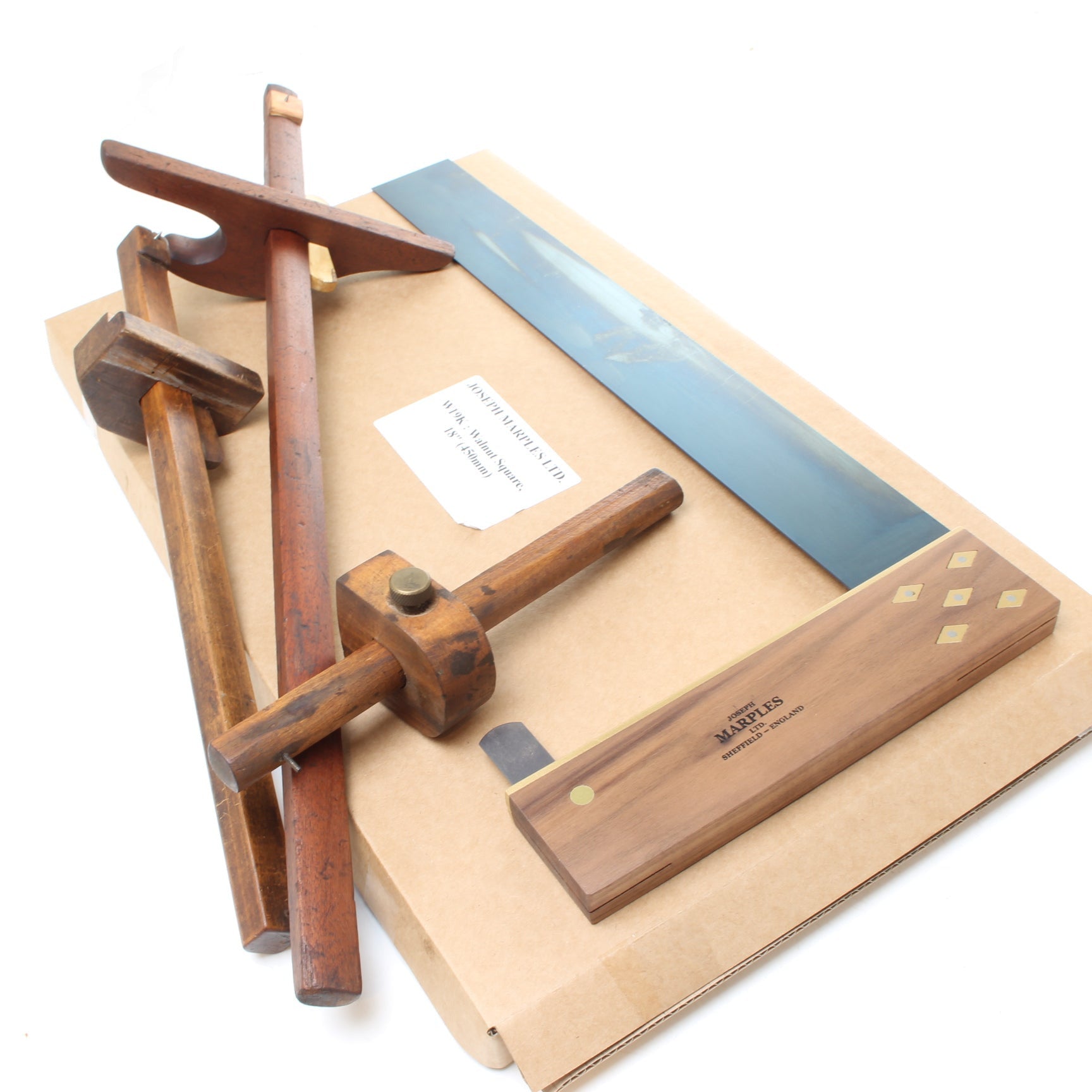 Large Try Square and Gauges (Beech, Mahogany, Walnut) – OldTools.co.uk