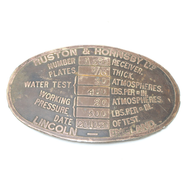 Ruston & Hornsby Plate / Plaque – OldTools.co.uk
