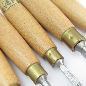 SOLD - 5x Ashley Iles Wood Carving Tools Set (Beech)