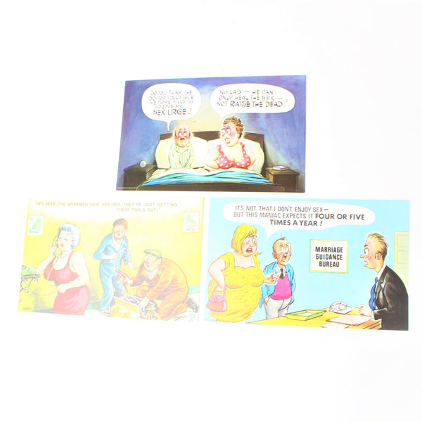 3x Risque Postcards – OldTools.co.uk