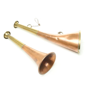 2x Old Brass/Copper Horn Ornaments