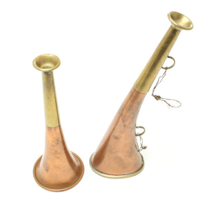 2x Old Brass/Copper Horn Ornaments