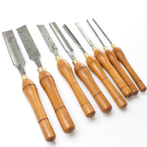 SOLD - 8x Old Melhuish/Ward Woodturning Tools (Beech)